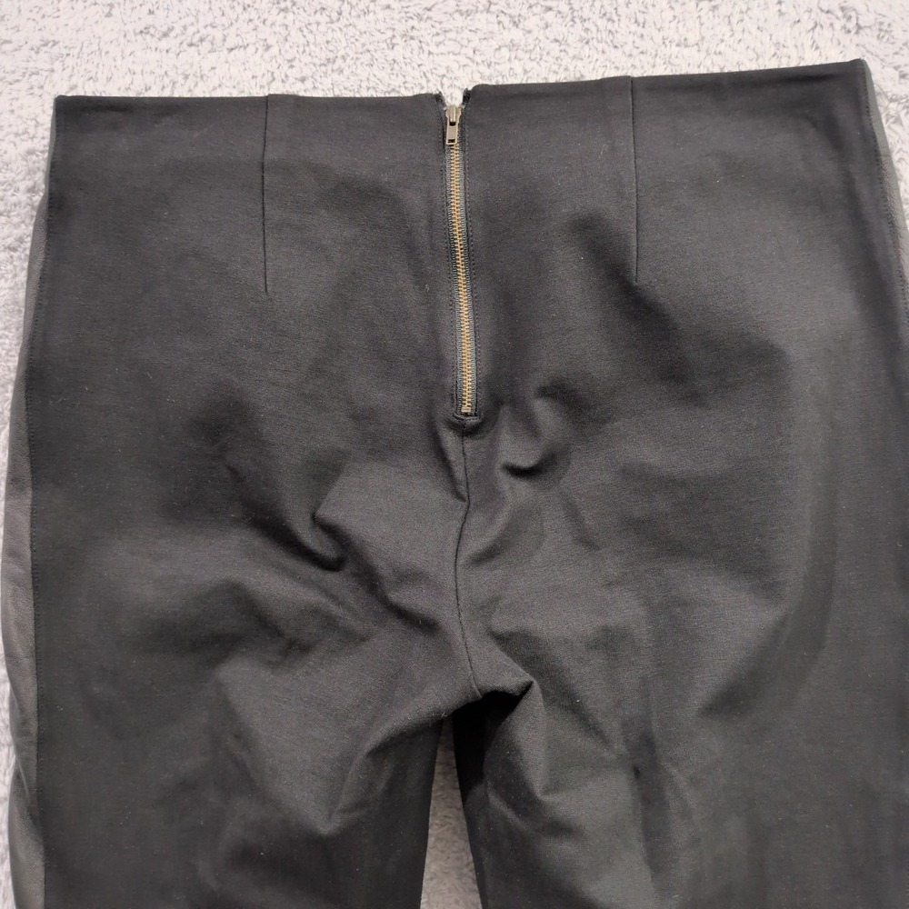 J. Crew Women's Black Size 14 Mid Rise Crop Leggings Pants Leather Trim Back Zip - Picture 15 of 16